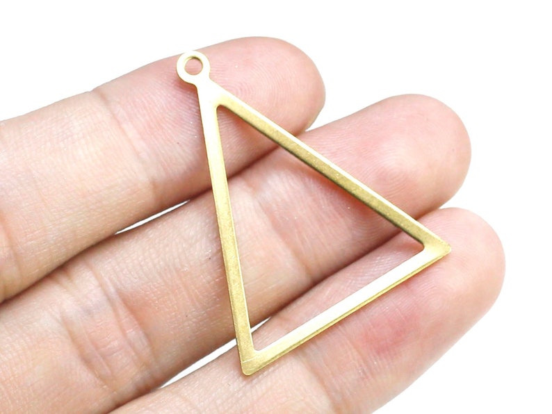 Dijes triangulares para pendientes, conector de latón crudo, fornituras geométricas, embrión de pendiente, 34,7 x 27,5 mm, fabricación de joyas - R2666