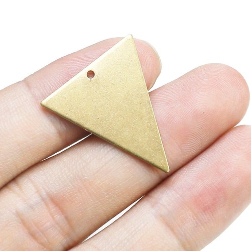 Colgante triangular de latón, colgantes triangulares para pendientes, componentes geométricos de latón, embrión de pendiente de 26 x 22,5 x 1 mm, para la fabricación de joyas - R2483
