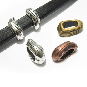 10pcs Stripe Licorice Findings, Irregular Lace Licorice Slider, 10x6mm, Leather Bracelet Making - LF21