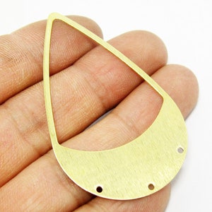 Textured Teardrop Charms, Brass Connector, Drop Charm For Jewelry Making, Earring Findings, Necklace Pendant, 59x35x0.6mm - R414