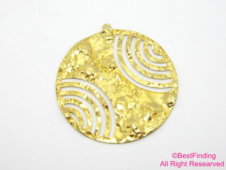 10pcs Brass pendant 40mm Hammered circle brass charms with loop R382