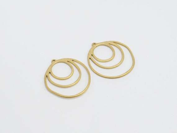 アクセサリー3点セット Triple Circle Earring Charm, Brass Charms for Jewelry Making