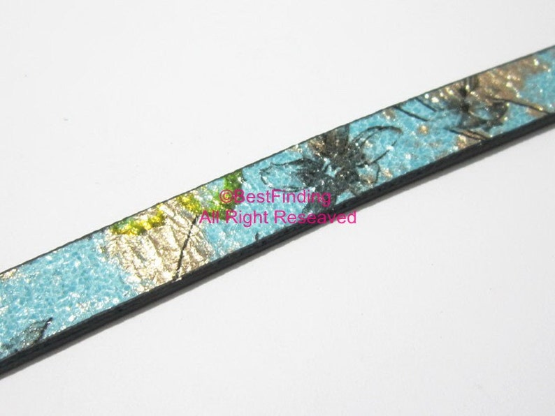 Flat leather 10x2mm Ethnic leather cord 10mm Turquoise mixexd Flat leather cord S1116