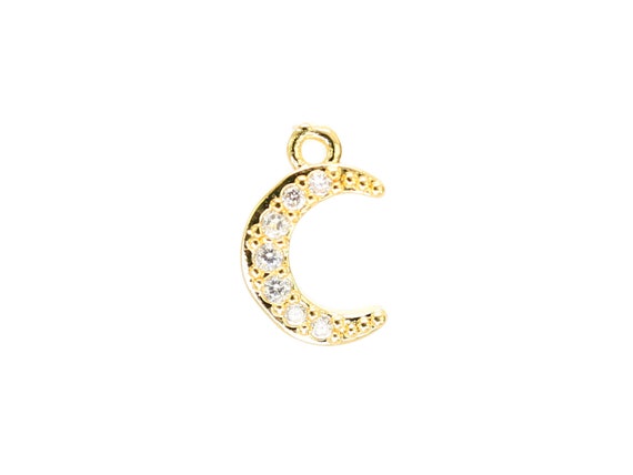 Crescent Moon Charms, CZ Moon Earring Charms, Jewelry Making