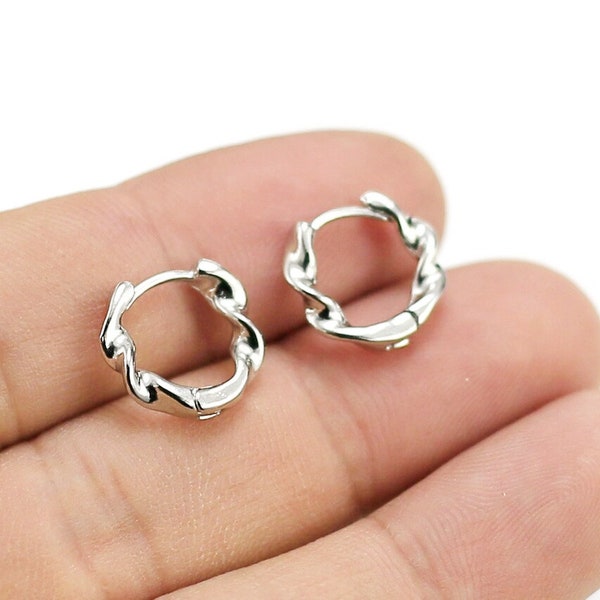 Twisted Round Earring Hoops, Simple Circle Rings, 14mm, Clip On Earrings, Leverback, Earring Supplies - RP136