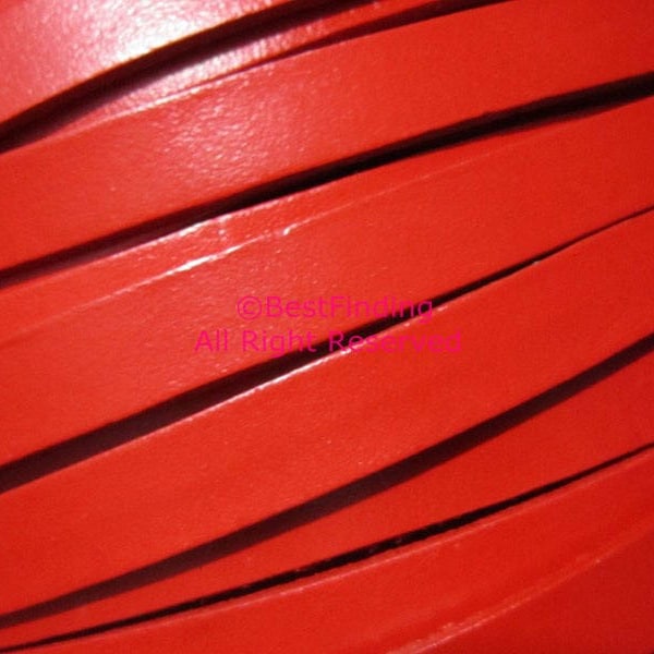 10x2mm leather cord, Red leather, Genuine leather strips, 10mm Flat leather cord, 9x2mm / 10x2mm