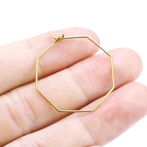 Wijnglas charme hoepels, Octagon Earring draden, 33x28mm, 24,5x21mm, geometrische messing bevindingen, sieraden maken - R341 R2569