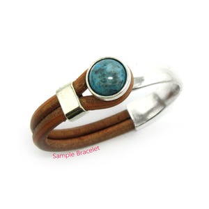 3 juegos de cierres para media pulsera, ágata azul, para hacer pulseras de cuero, 10 x 5 mm, cierre para media pulsera, suministros para joyería