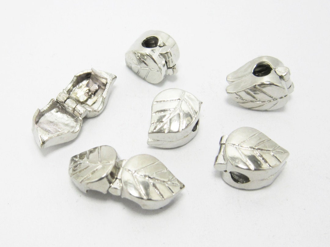 Leaf Stopper Beads Clip Lock Beads Silver Tone Metal Beads Etsy