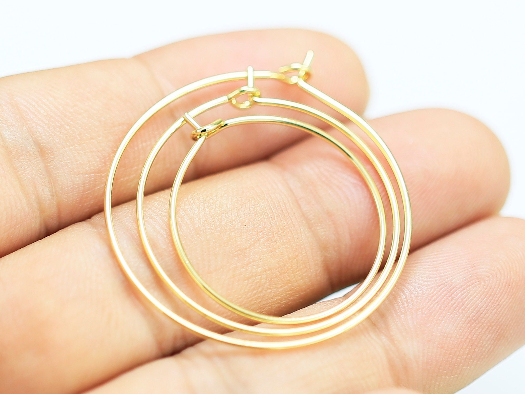 3 Anneaux En O Dorés En Alliage Métallique - Crochets Plats Ronds Pour Création Bijoux