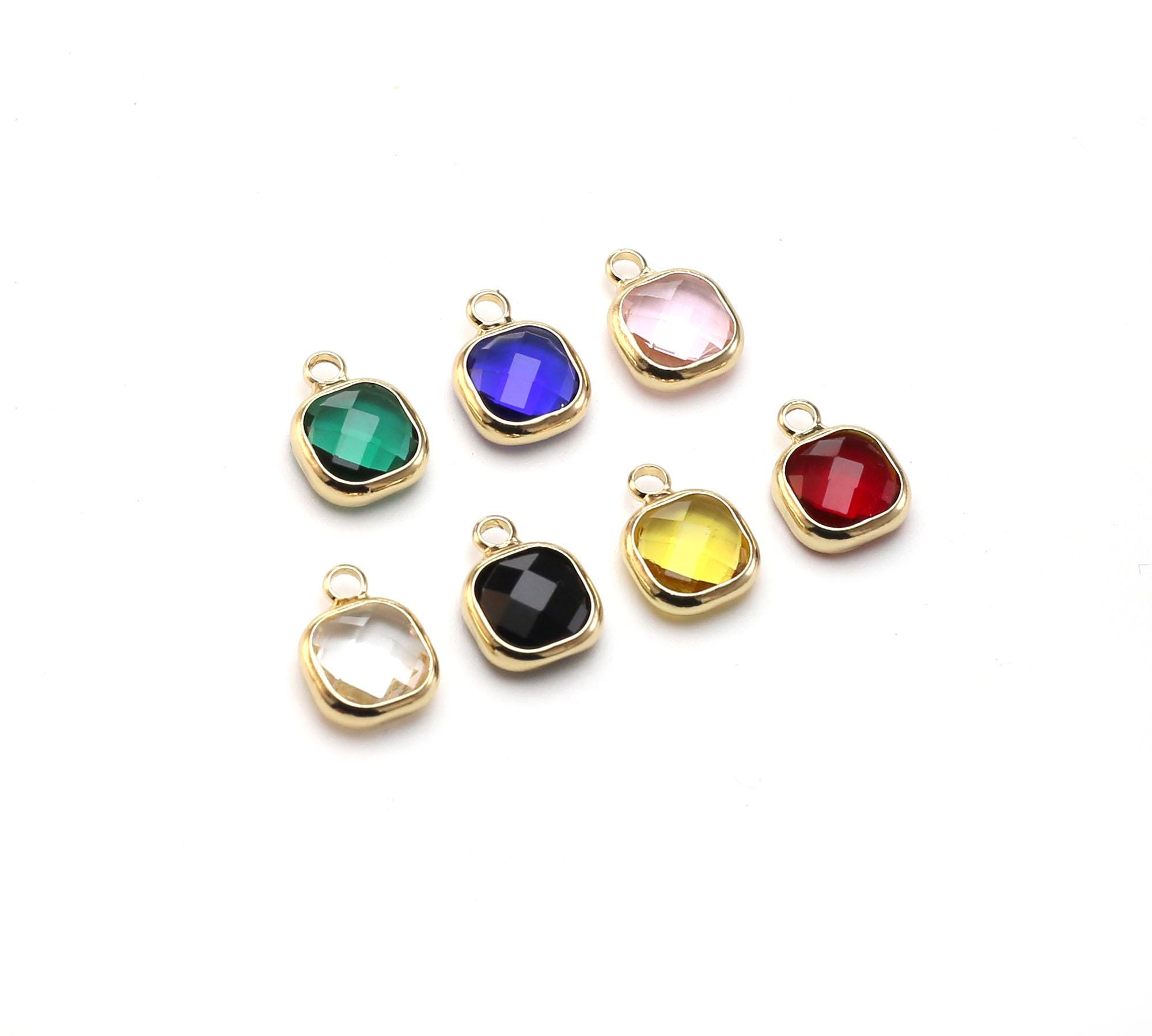 最終値下げ Charms, Birthstone Faceted Square Charms, Square Crystal アクセサリー