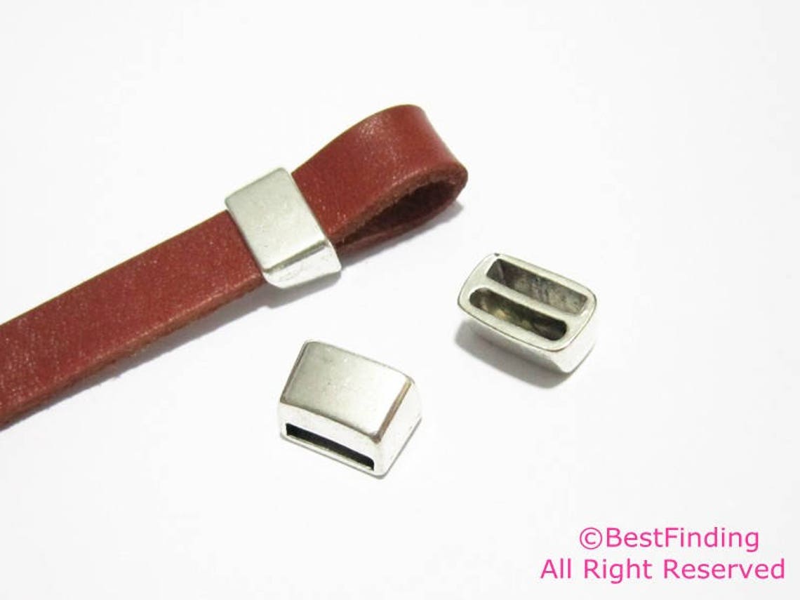 10mm Flat Leather End Caps 10x2mm Loop Creating Leather Slider Etsy