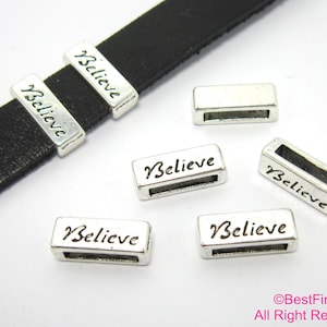 10pcs Believe slider bar 10mm Flat leather findings 10x2mm leather slider