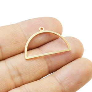 Half Round Connector, Semi Circle Earring Charms, Tassel Making, Blank Iron Charm, Jewelry Supplies, Gold Tone, 28.5x17.5mm -RP286