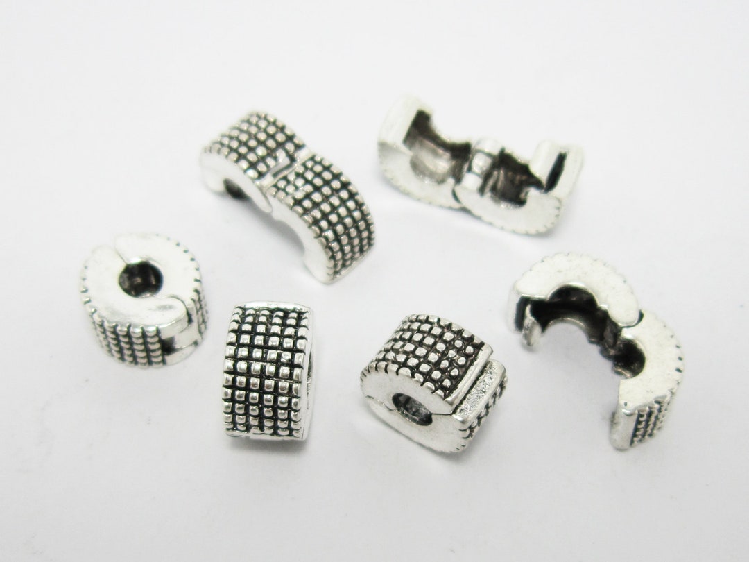 Salient Point Stopper Beads Clip Lock Beads Silver Tone Etsy