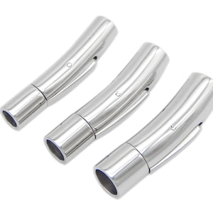 2pcs - Stainless steel clasp, Round leather clasp, Necklace connector, 3mm, 4mm, 5mm, 6mm, 8mm, Leather bracelet making