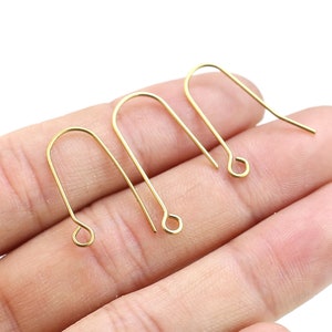 Simple Earring Wires, Brass Ear Hooks, U shaped, Earrings Making, Brass Earrings, Jewelry Supplies - R259 R121 R2076
