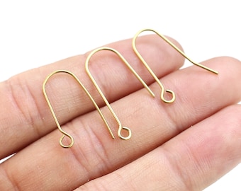 Simple Earring Wires, Brass Ear Hooks, U shaped, Earrings Making, Brass Earrings, Jewelry Supplies - R259 R121 R2076