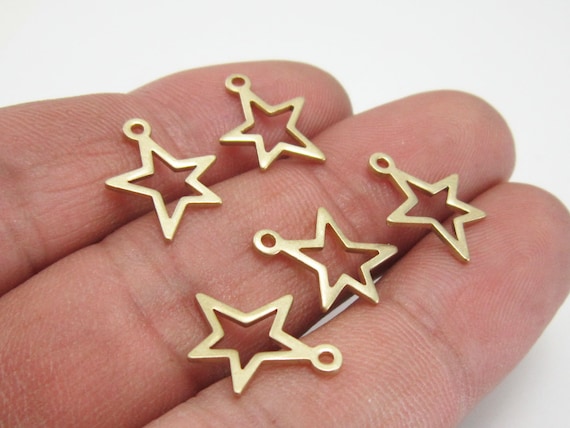 Brass Charms, Mini Star Earrings Charm, Earring Accessories, 15x11