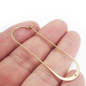 Contours d'oreilles longs, anneaux pour verres à vin, contours d'oreilles français, fond martelé, fabrication de boucles d'oreilles, apprêts en laiton brut, 52 x 20 mm, accessoires bijoux - R199