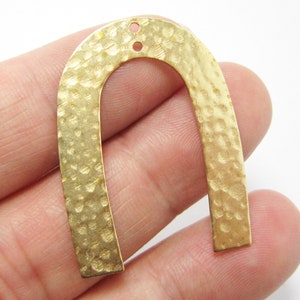 U Shaped Brass Connector, Hammered Earring Charms, Geometric Earring Findings, 35x27x0.6mm, Jewelry Making - R1364