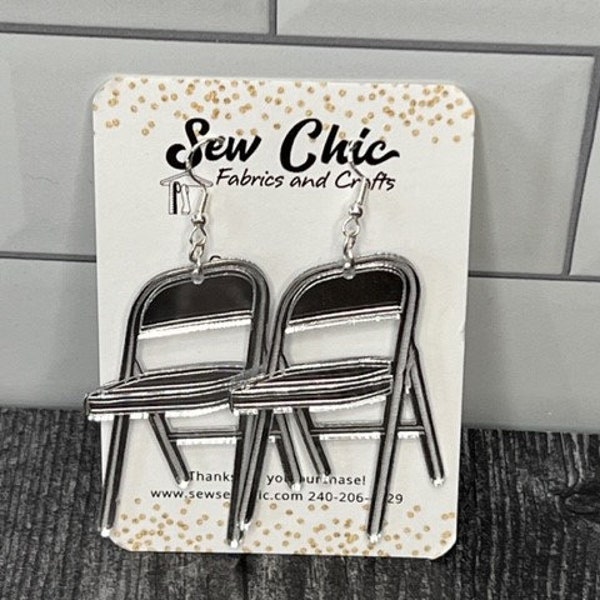 Folding Chair FAFO earrings | chair | Montgomery brawl | chair | dangling | silver folding chair | white chair