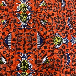 Orange African Fabric, Ankara Fabric, Kente African Cotton Fabric, African Head Wrap, Face Mask Fabric, Upholstery, African Wax Flower