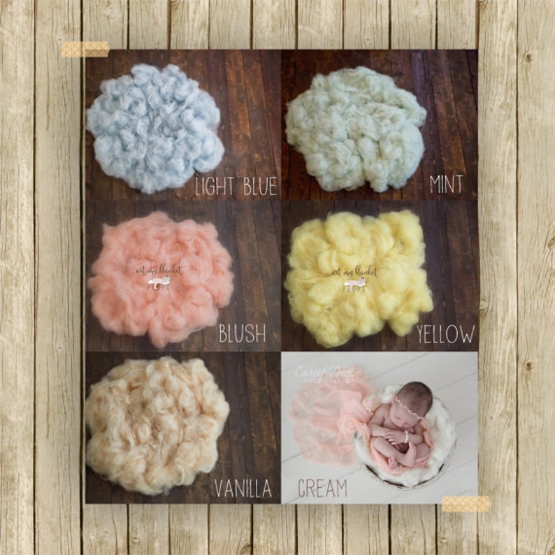 Ready to Ship Wool Fluff Basket Stuffer Merino Prop Baby Girl Boy Newborn Soft Pastel Colors Vanilla Mint Blush image 1