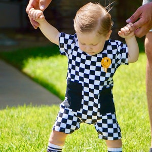 Jkerther Newborn Infant Boy Checkerboard Plaid Print Short Sleeve