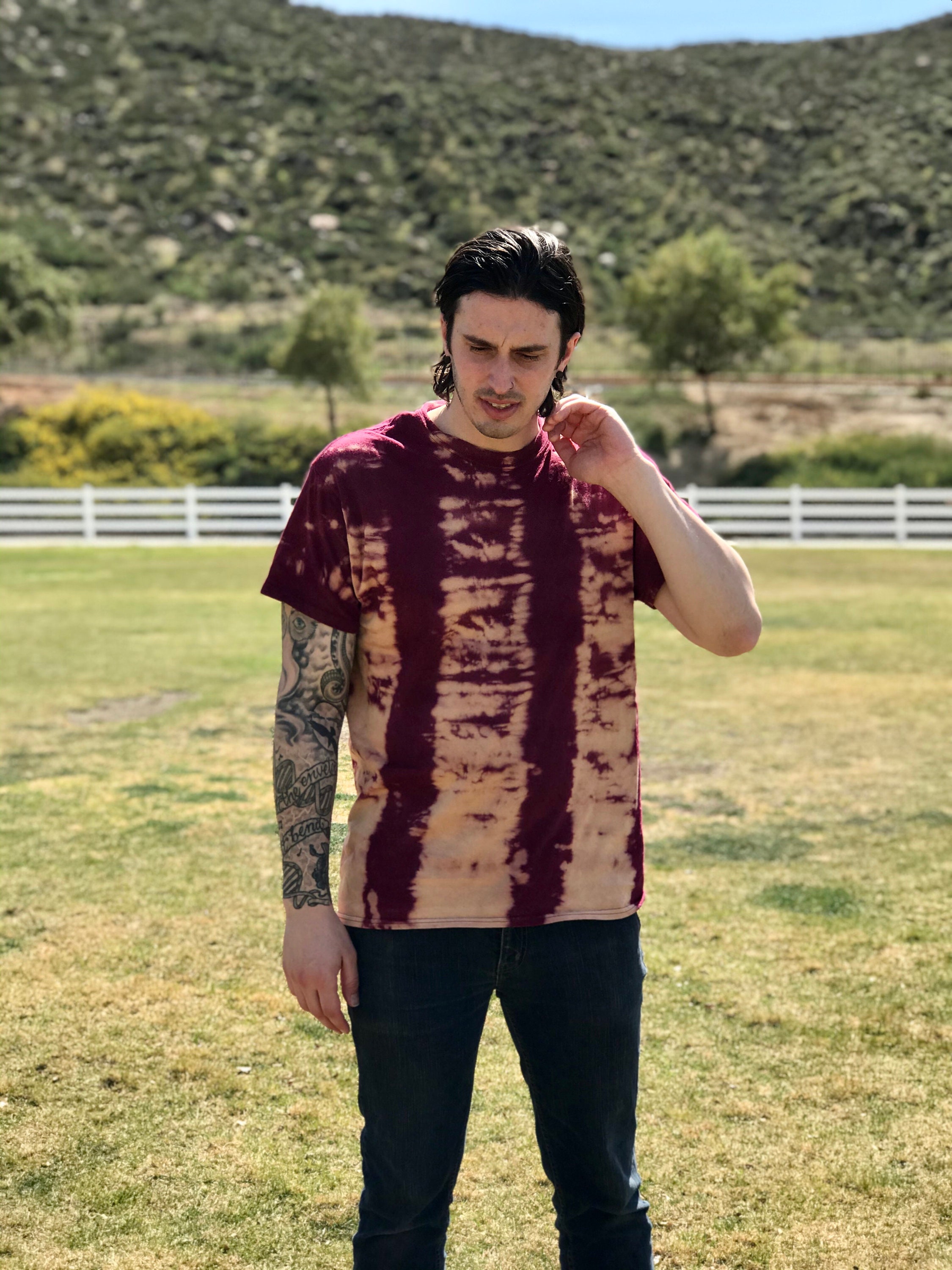 bleach on maroon shirt