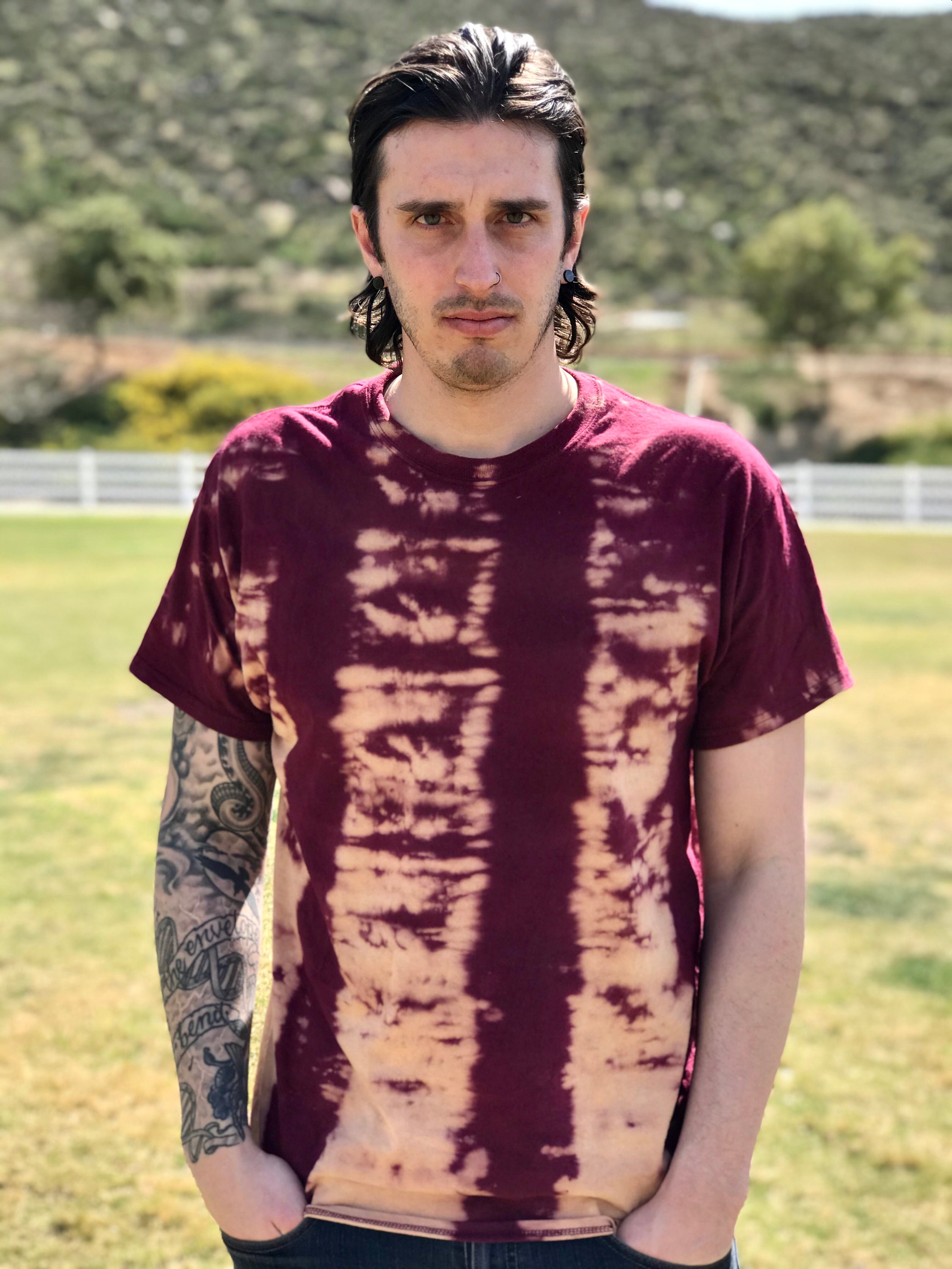 bleach tie dye maroon shirt