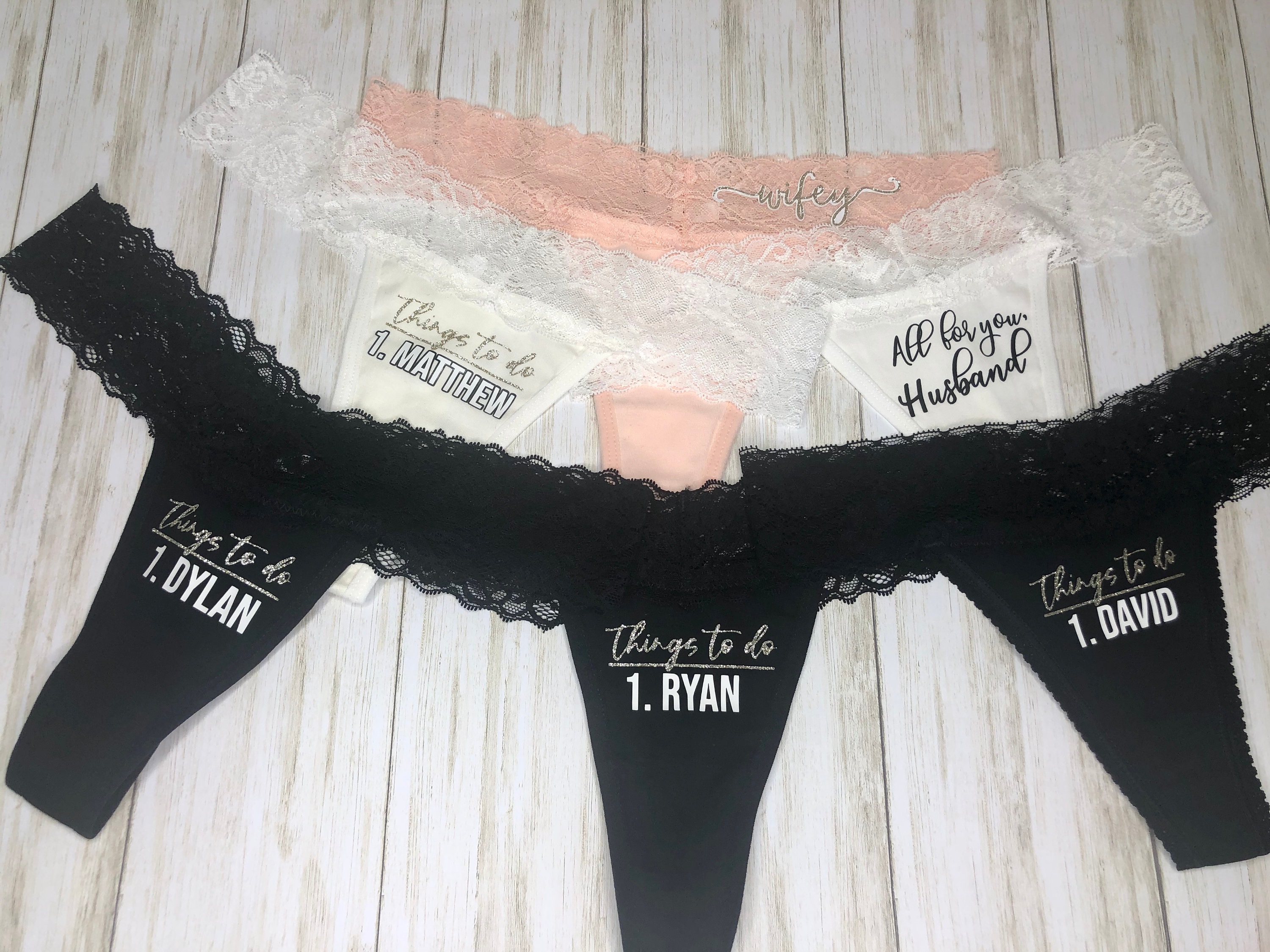 Bachelorette Party Custom Lace Thong Underwear for the Bride Etsy
