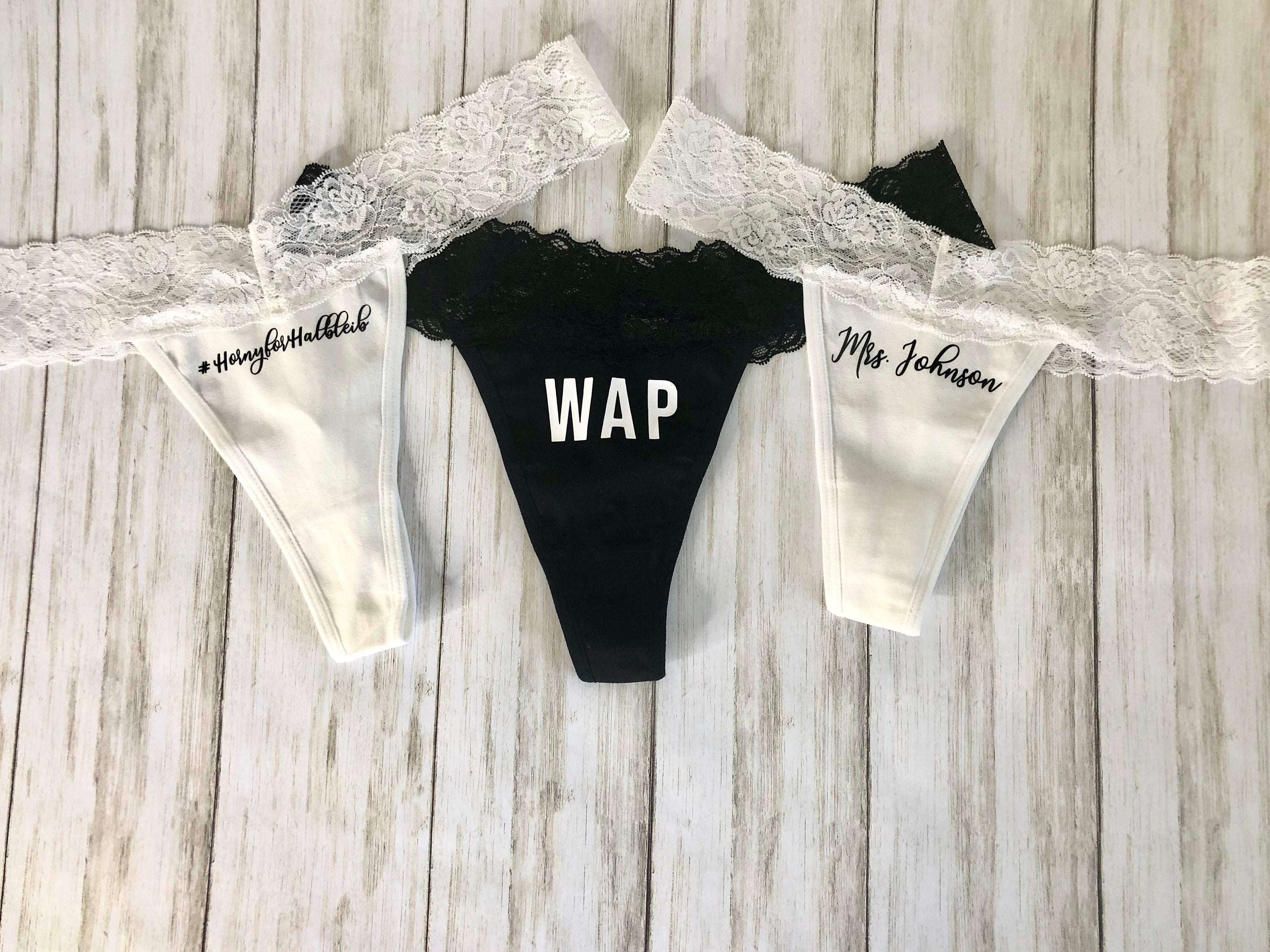 Bachelorette Party Custom Lace Thong Underwear for the Bride Etsy