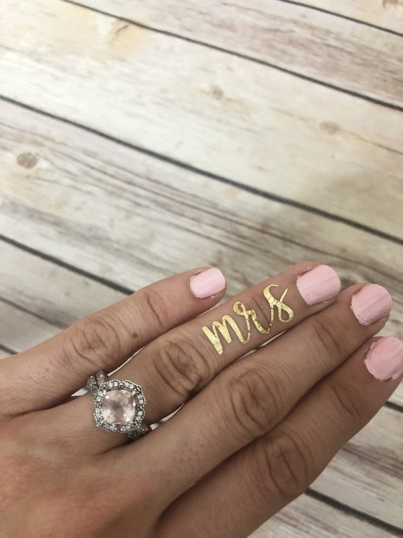 Gold Mrs Temporary Dainty Tattoo Finger Tattoo Etsy