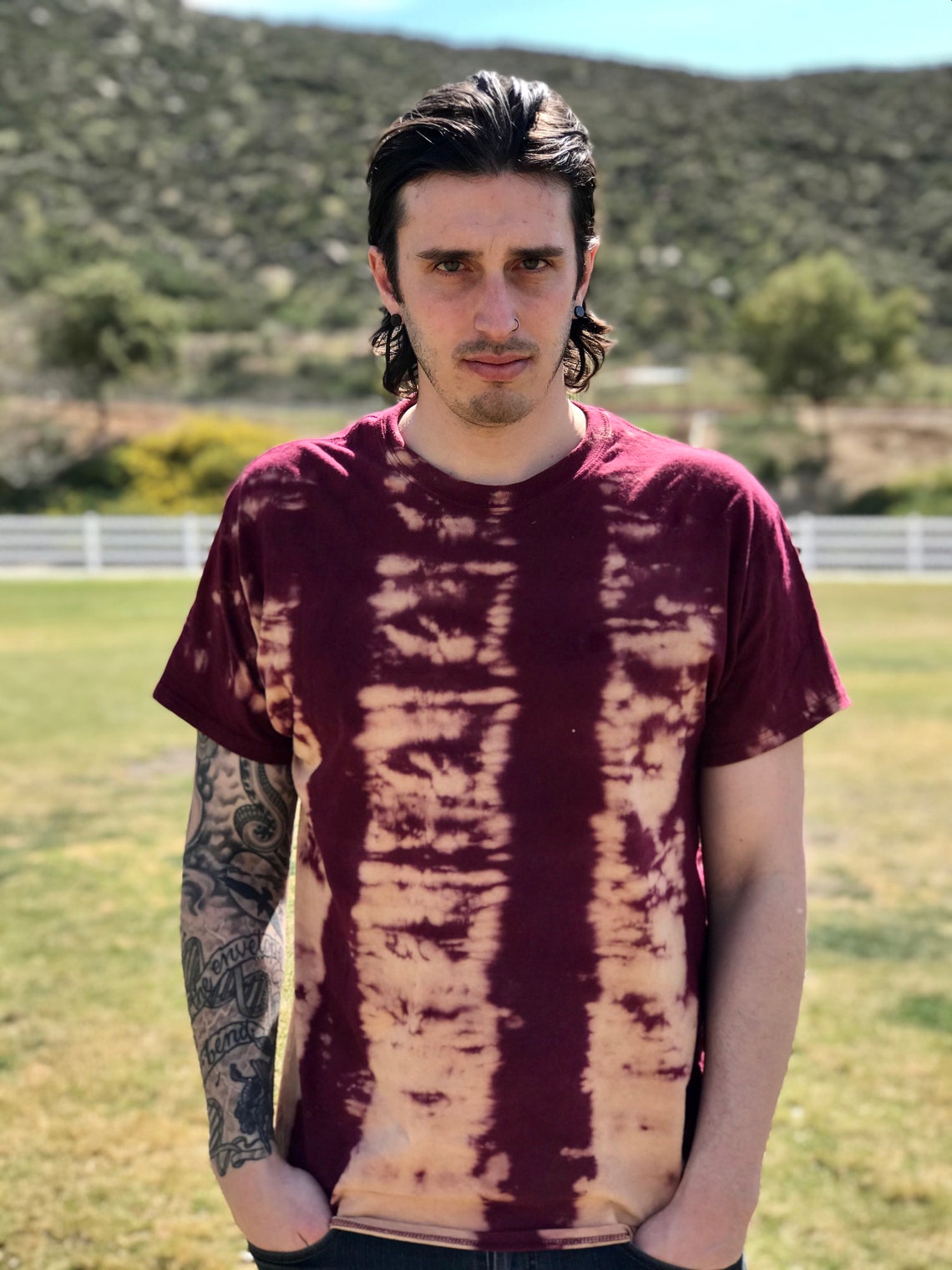 bleach on maroon shirt