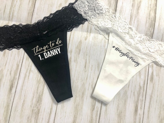 Panty Game Lace Thong Underwear for the Bride to Be / Funny / Gift /  Honeymoon / Shower / Game / WAP / Bachelorette 