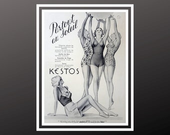 Vintage Lingerie advertising poster reproduction Kestos