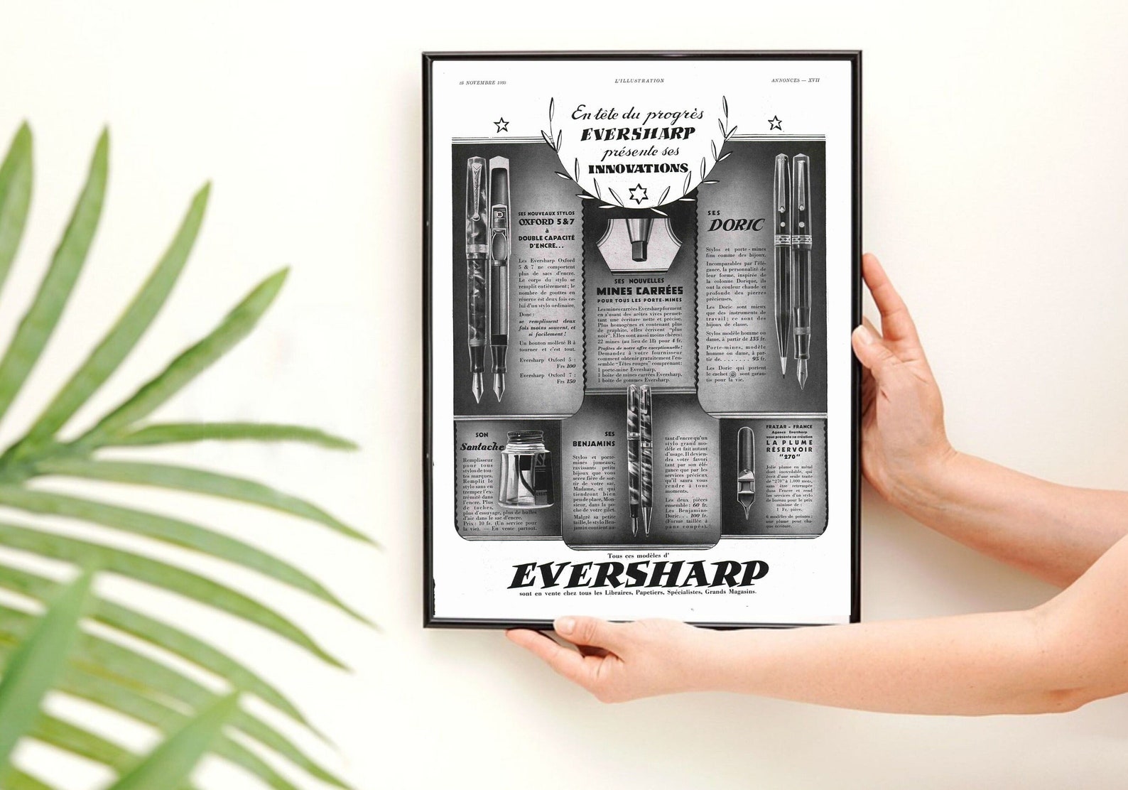 Eversharp Fountain Pens / Burma Jewelry, Doublesided Vintage Poster