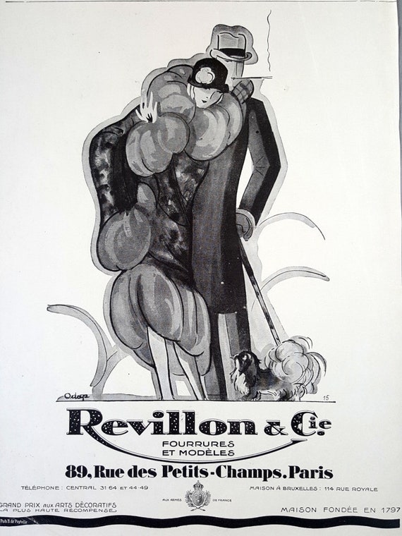 Vintage wall art poster Revillon fur coats ad elegant lady | Etsy