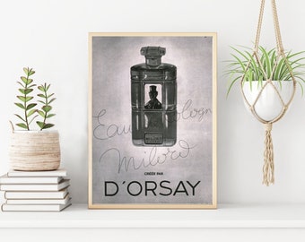 Eau de Cologne Milord D'Orsay, Neyret lingerie ad, double sided poster, vintage advertising, perfume poster original French wall art decor