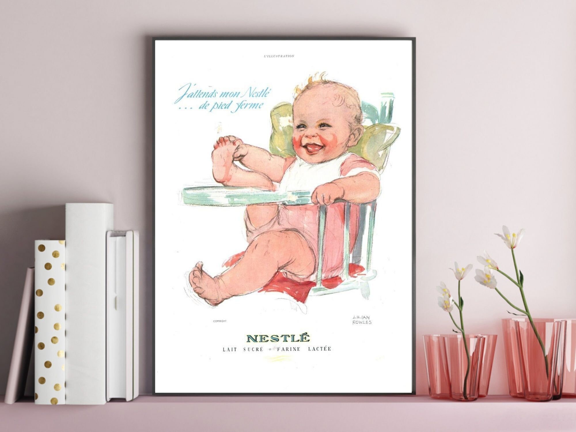 Nestle Baby Milk Poster 1938 Illustration By Lilian Rowles Etsy