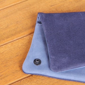 Tobacco pouch made of hand-soft nubuck leather in royal and denim blue, tobacco case, rolling bag, tobacco pouch