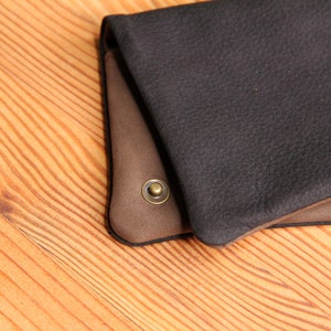Tobacco pouch made of soft nubuck leather in black and chocolate brown, tobacco case, rolling bag, tobacco pouch