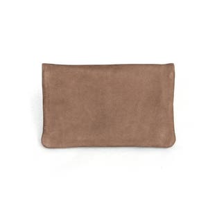 Tobacco pouch made of nubuck leather in the color taupe, with snap fasteners and zipped compartment, tobacco pouch, rolling bag, rolling pouch, tobacco case