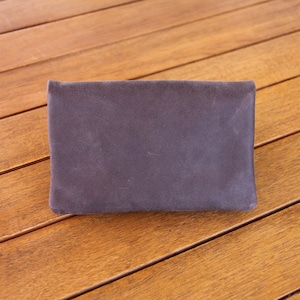 Tobacco pouch made of soft nubuck leather in dark brown with patinated surface, tobacco case, rolling bag, tobacco pouch