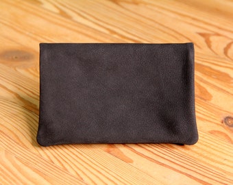 Tobacco pouch made of hand-soft nubuck leather in black, tobacco case, rolling bag, tobacco pouch