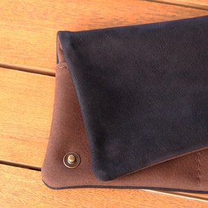 Tobacco pouch made of hand-soft nubuck leather in black and taupe, tobacco case, rolling bag, tobacco pouch