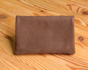 Tobacco bag made of hand-soft nubuck leather in chocolate brown, tobacco case, rolling bag, tobacco pouch