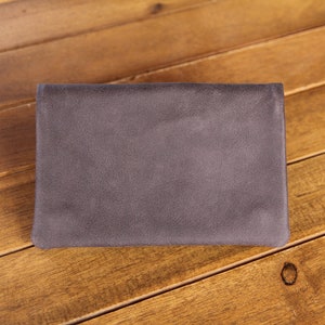 Tobacco pouch made of soft nubuck leather in dark brown with patinated surface, tobacco case, rolling bag, tobacco pouch