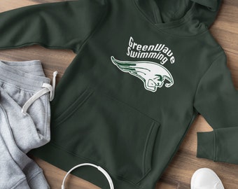 Green Wave Swimming Youth Hooded Sweatsihrt